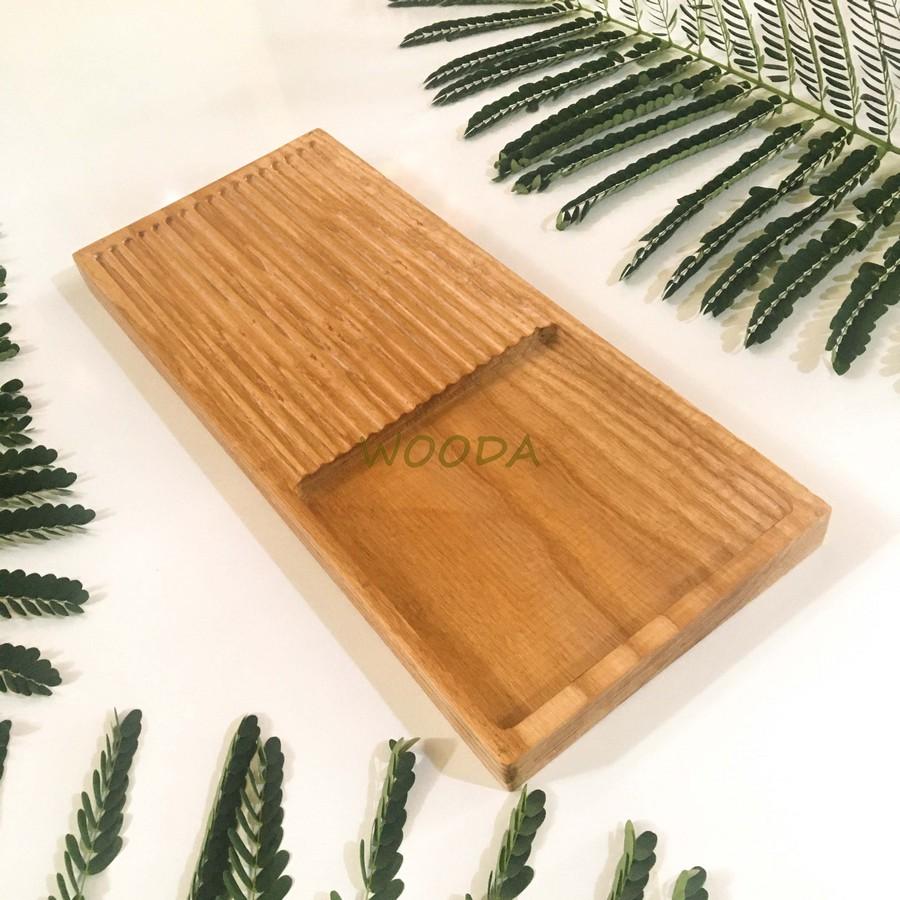 Khay Gỗ Phục Vụ Có Rãnh Bằng Gỗ Tần Bì