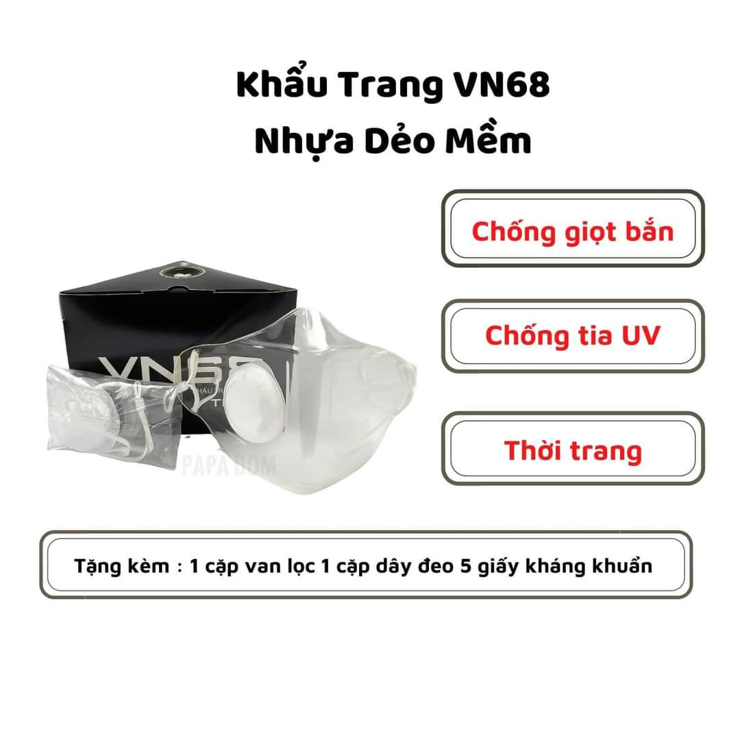 Khẩu trang nhựa trong suốt, hàng Việt Nam cao cấp, có van lọc khí, vệ sinh đơn giản, sử dụng cả đời