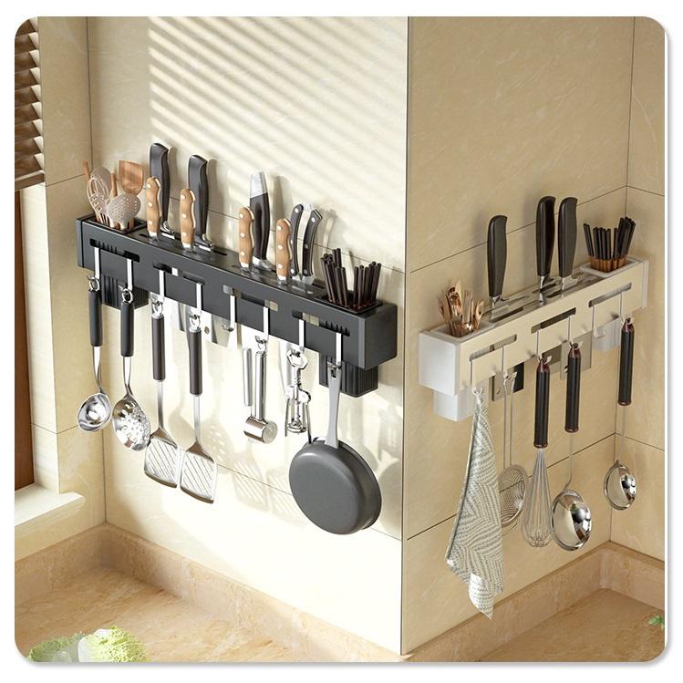 Giá để dao đa năng nhà bếp DoDoDios chất liệu Inox, có ống đựng đũa, thìa tặng thêm miếng dán tường móc treo khăn