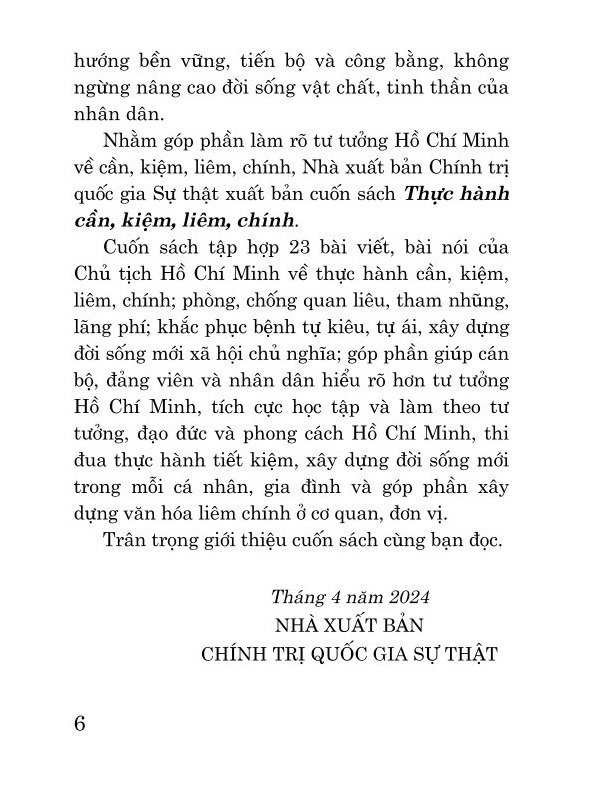 Thực hành cần, kiệm, liêm, chính (bản in 2024)