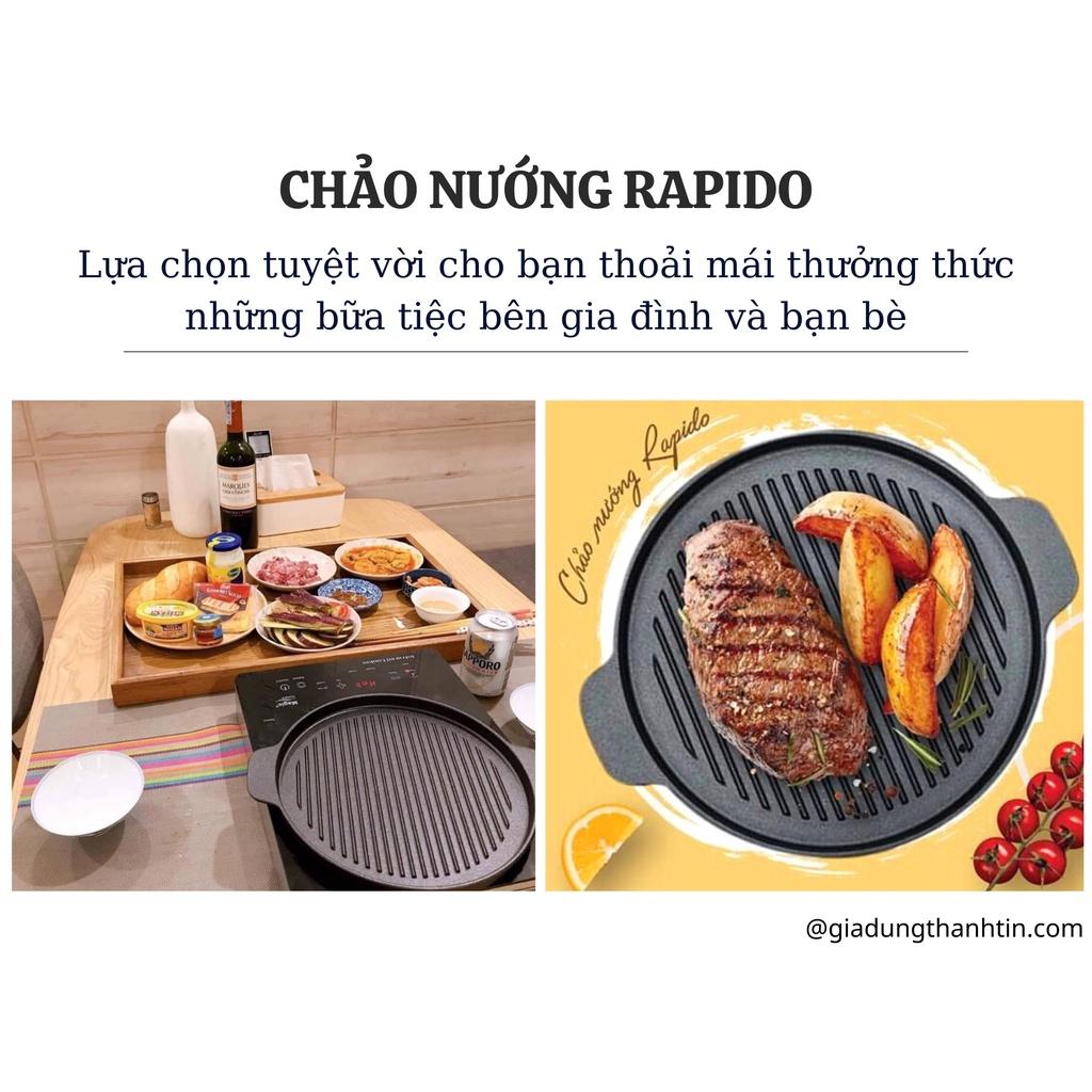 Chảo nướng gang đúc nguyên khối, chống dính 2 lớp Rapido - Dùng được cho bếp từ