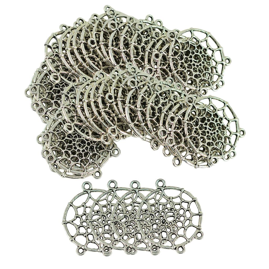 50 Piece Vintage Style Indians Dream Catcher Earring Necklace DIY Making Pendant Connector Sewing Crafts Embellishments 34x28mm