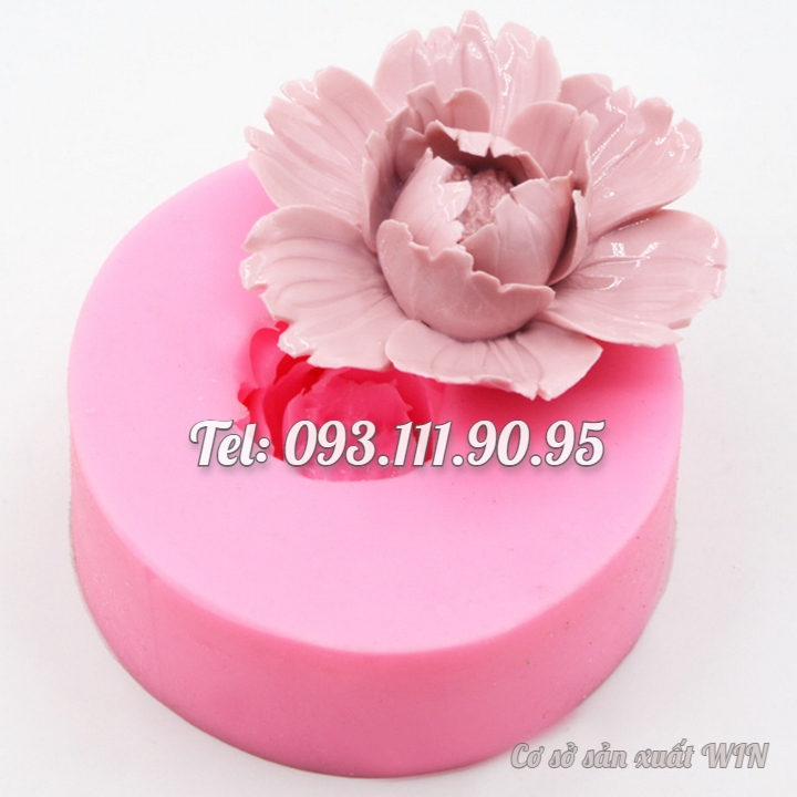 Khuôn rau câu silicon hoa mẫu đơn tầng cánh cúp loại 8 cm - Mã số 1636