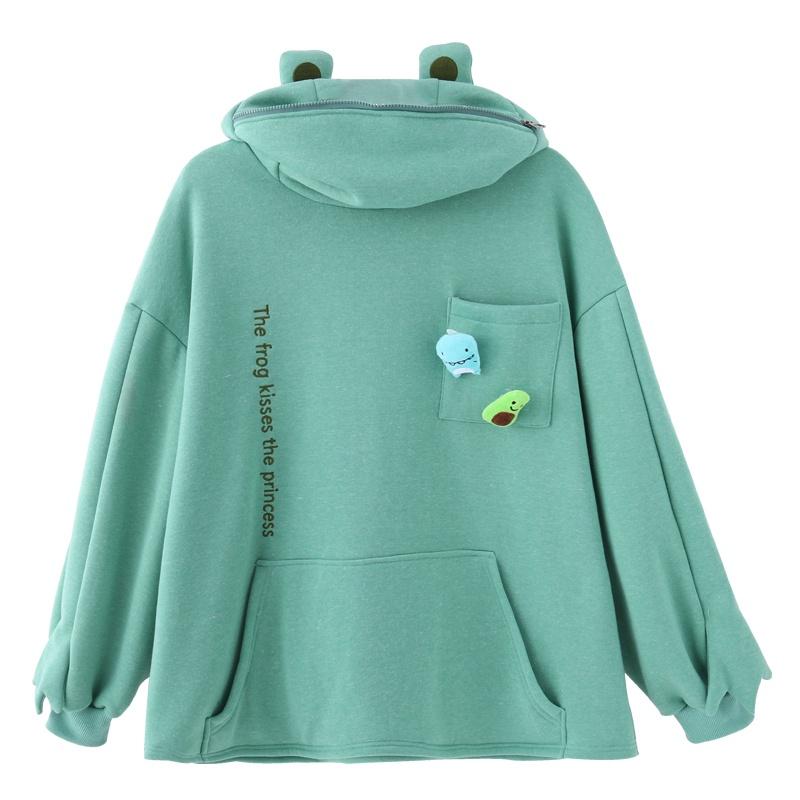 Áo Hoodie chất liệu nỉ nam nữ from rộng hình ếch đáng yêu