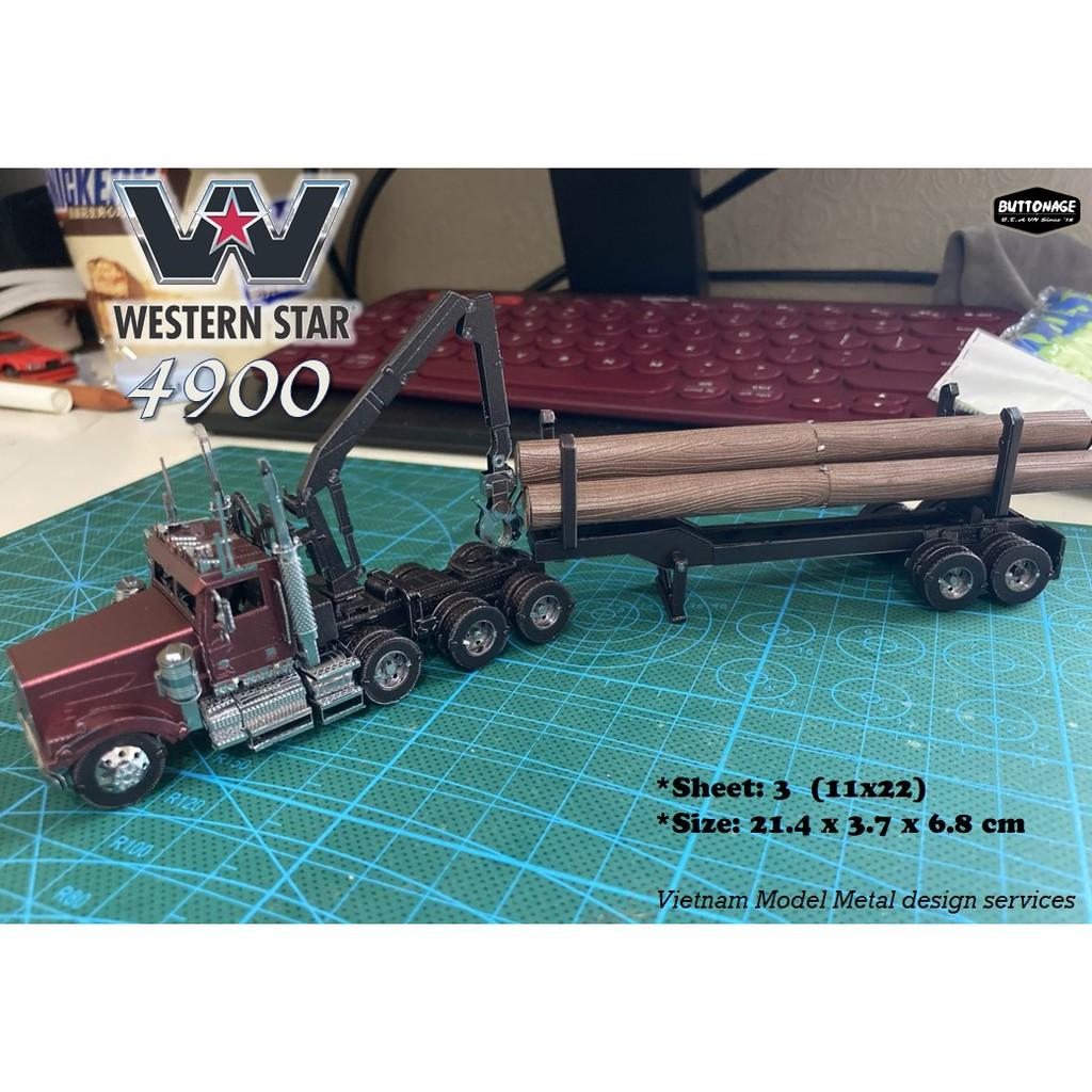 Mô Hình Lắp Ráp 3d Xe đầu kéo Western Star 4900 với rơ móc