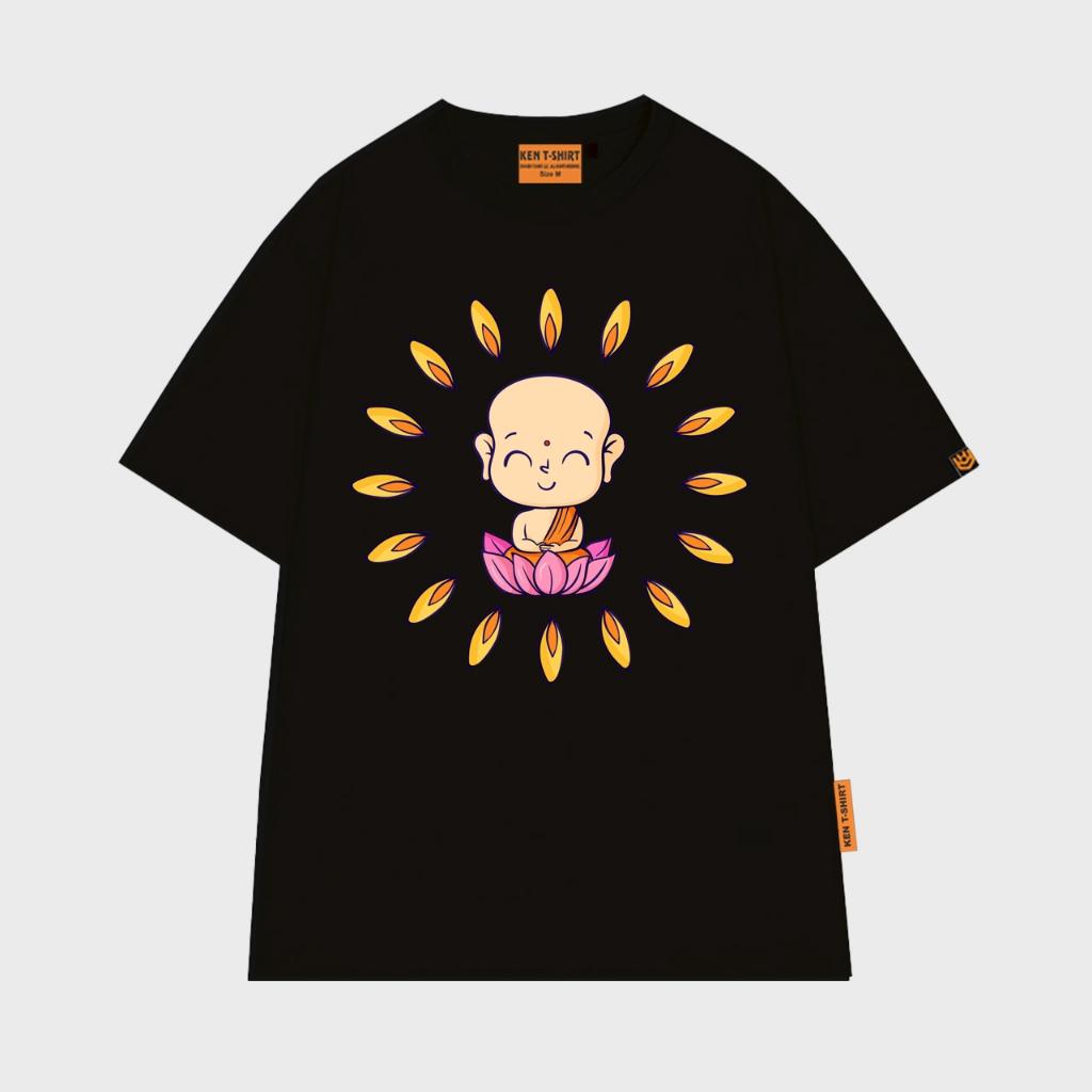 Áo thun in hình Giác giả mỉm cười phúc hậu và vầng hào quang Buddha shirt BND561