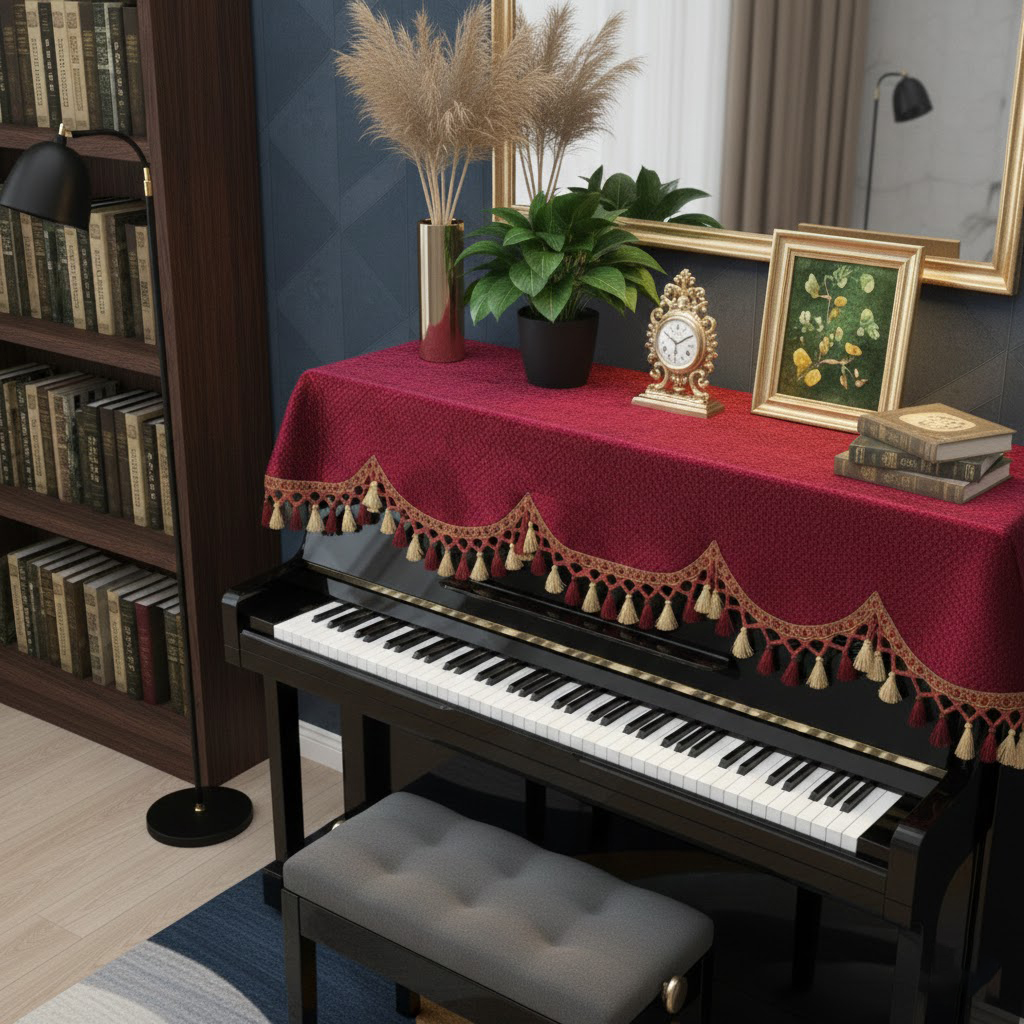 Khăn phủ đàn piano cơ đàn piano điện tử 88 phím sang trọng cổ điển trang trí giáng sinh noel năm mới Tết - Hàng chính hãng