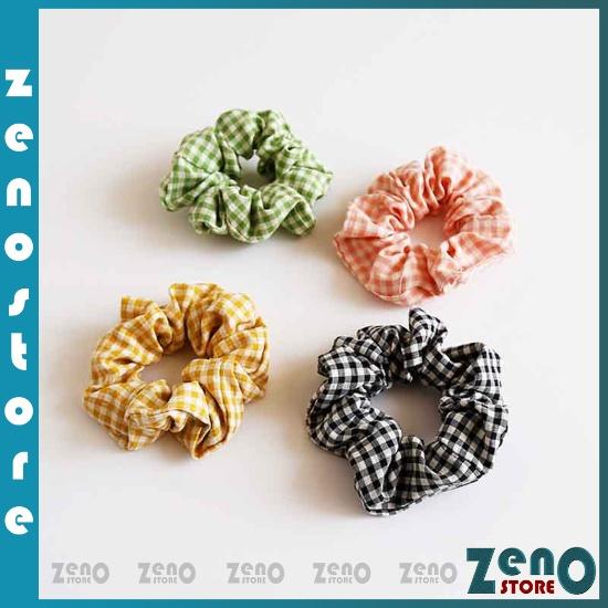 COMBO 5 Dây chun scrunchies buộc tóc kẻ caro nhiều màu PT26