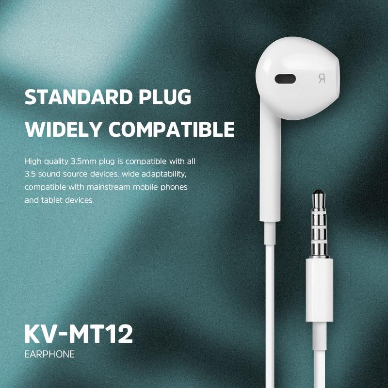 Tai nghe MT12 Jack 3.5mm tích hợp Mic và nút chỉnh Volume cho iOS &amp;amp; Android-Hàng chính hãng