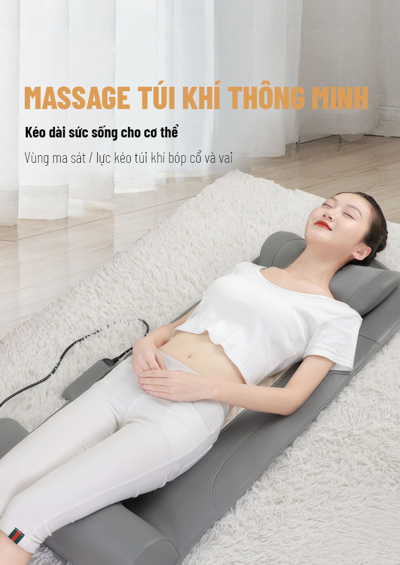 Đệm Massage Da Cao Cấp - Massage Cổ, Vai, Gáy - Massage Toàn Thân - Phiên Bản 2021 - Đệm Mát Xa Toàn Thân Hồng Ngoại