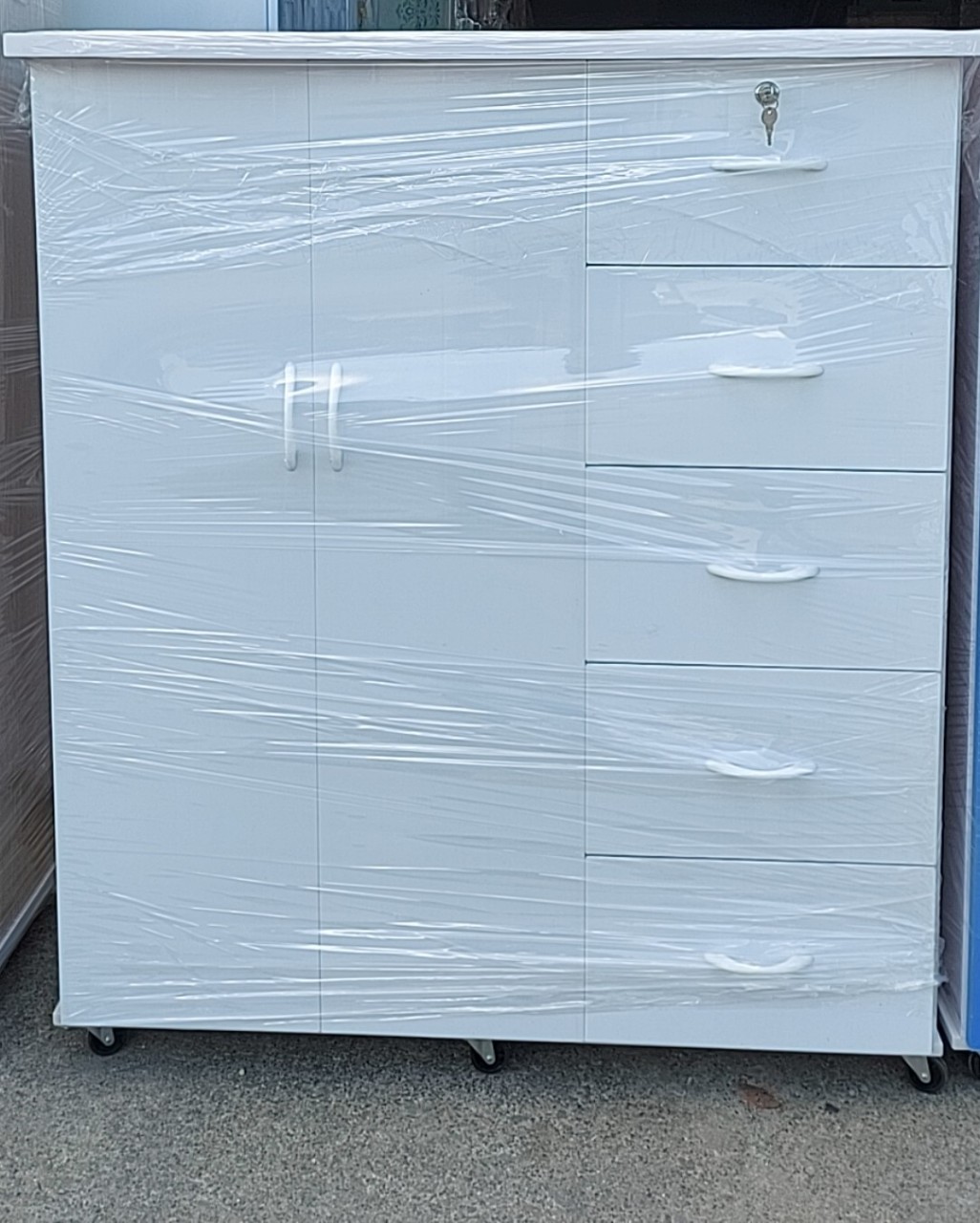 Tủ áo trẻ em nhựa loại tốt Jang Mi 1m05 x 1m2 x 45 cm - 2 cánh 5 ngăn