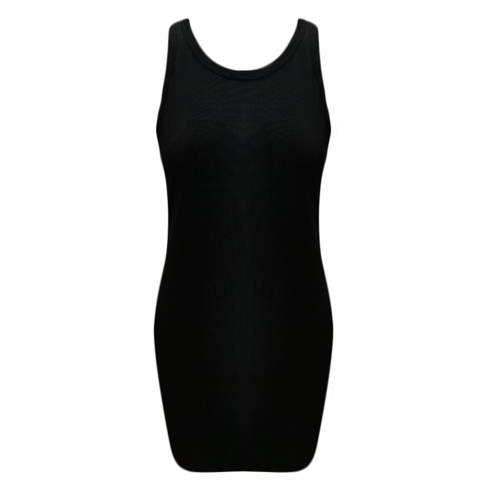 Women Sleeveless Mini Dress Stretchy Ribbed Tank Dress Solid Bodycon Party Clubs Dress