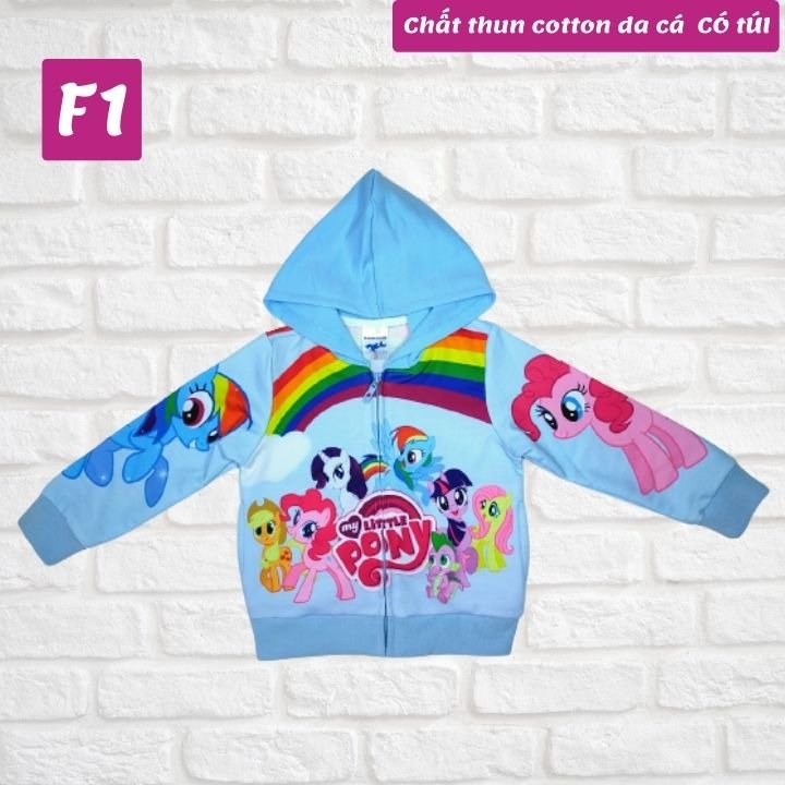 Áo khoác bé gái hình Pony từ 11-43kg - Áo khoác Elsa - PONY - Thun cotton da cá in 3D cực chất