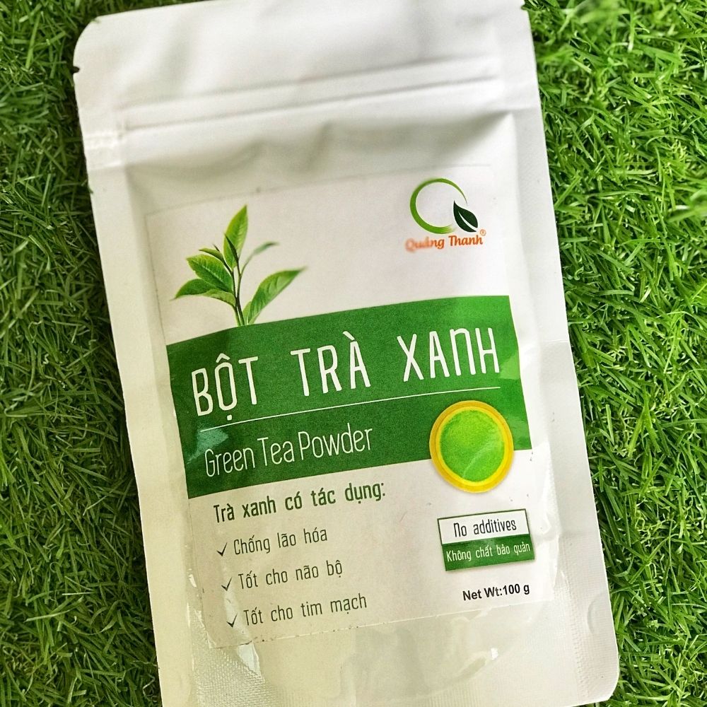 Túi 100g Bột Trà Xanh Quảng Thanh sấy lạnh - 100% búp trà tươi, không chứa chất bảo quản, ngăn ngừa lão hóa, tốt cho não bộ, tim mạch