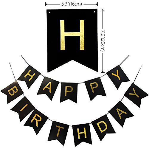 Dây treo trang trí sinh nhật chữ Happy Birthday màu đen