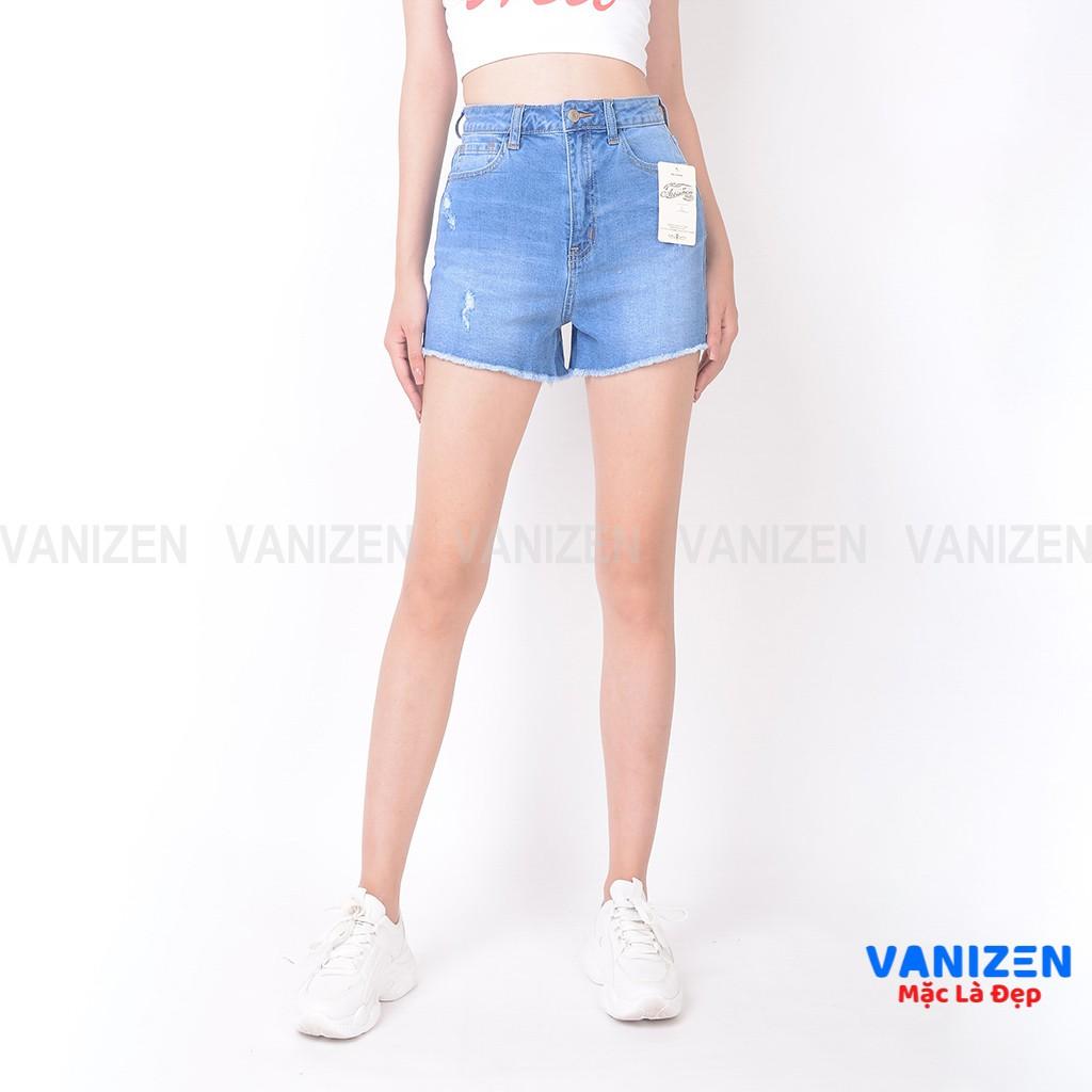 Quần short jean nữ ngắn đẹp lưng cao cạp cao tua rua gấu rách hàng cao cấp mã 431 VANIZEN