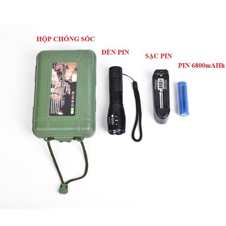 Đèn pin siêu sáng T6 gồm Pin + sạc + hộp rẻ như bán sỉ 100%