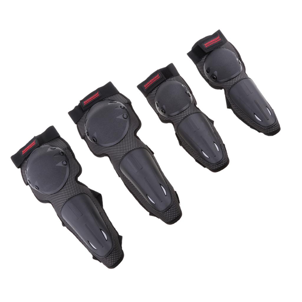 4Pcs/set Unisex Motorcycle Motocross Cycling Skating Elbow and Knee Pads Protector Guard Armors Set Black