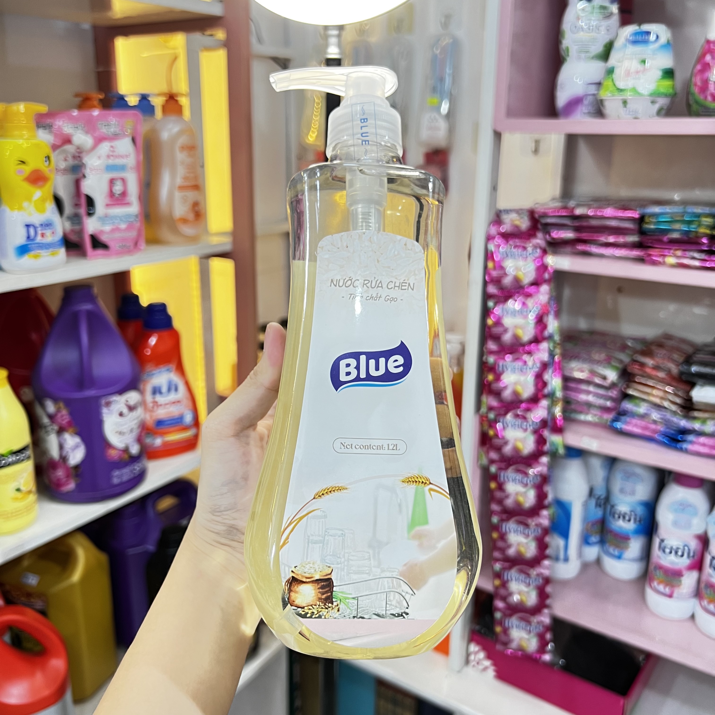 Nước Rửa Chén Bát Tinh Chất Gạo BLUE Chai 1200ml Hàn Quốc Không Hại Da Tay