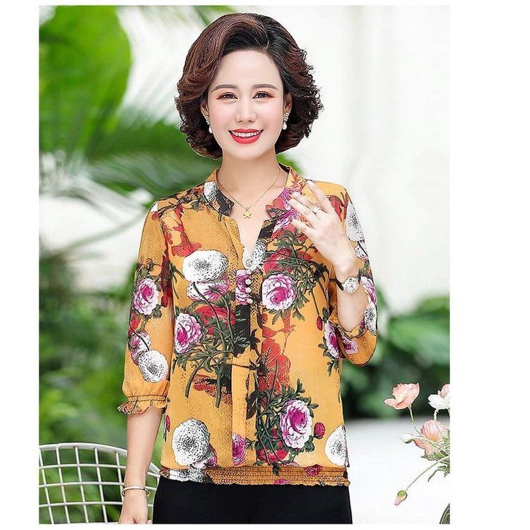 Đồ bộ trung niên, bộ mặc hằng ngày nữ sang trọng, cổ chui tay ngắn sang trọng, Set trung niên mặc hằng ngày full size