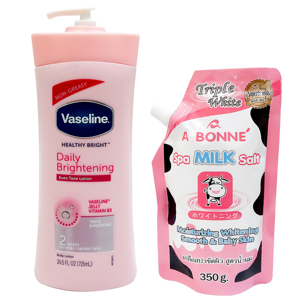 Combo Làm Trắng Dưỡng Thể VASELINE + Kem Dưỡng SNOW WHITE SECRET KEY + Muối Tẩy Tế Bào Chết A BONNE - COMBO 2: VASELINE + SNOW WHITE