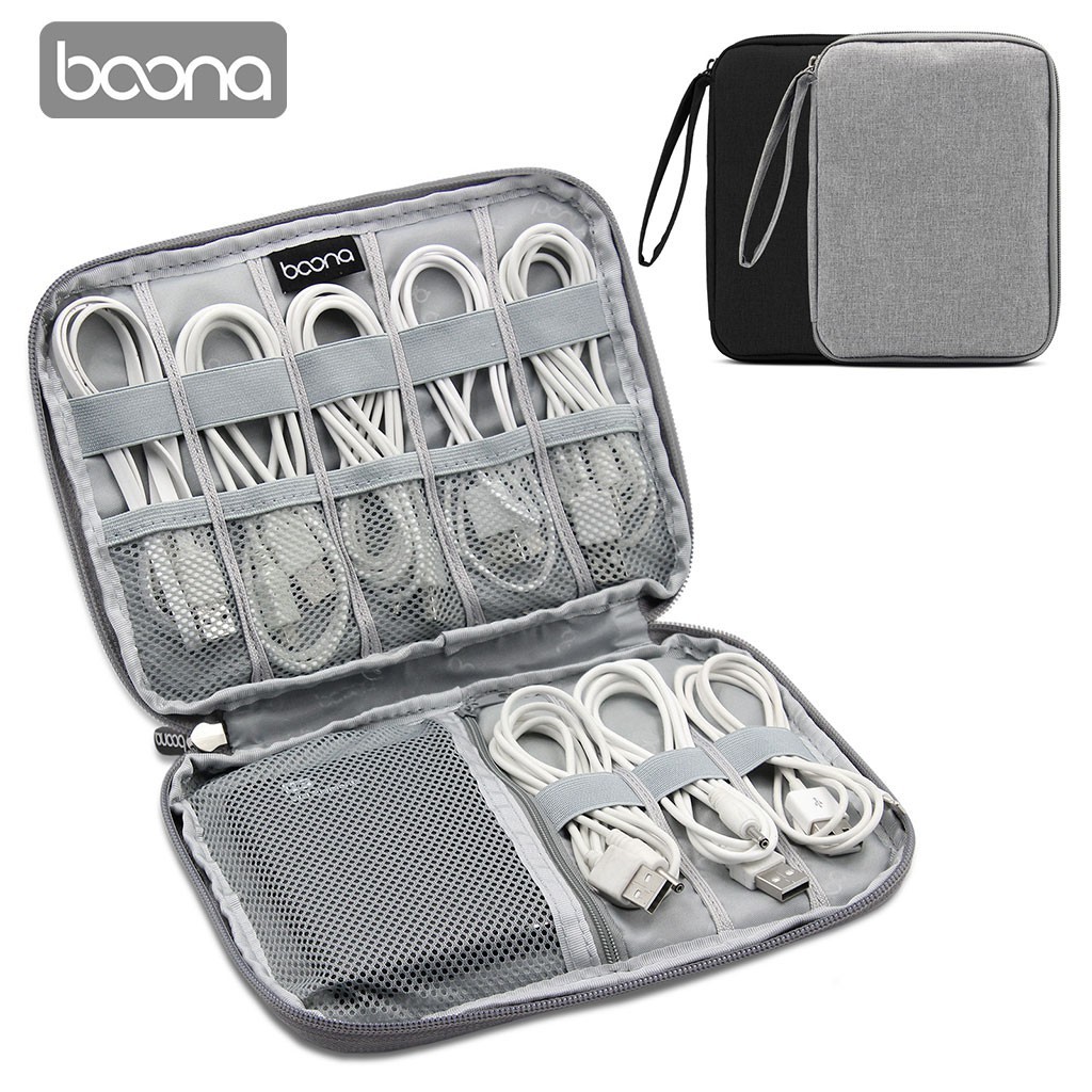 Baona USB Data Cable Storage Bag Travel Earphone Power Bank Hard Disk Bag Electronics Accessories Organizer Case