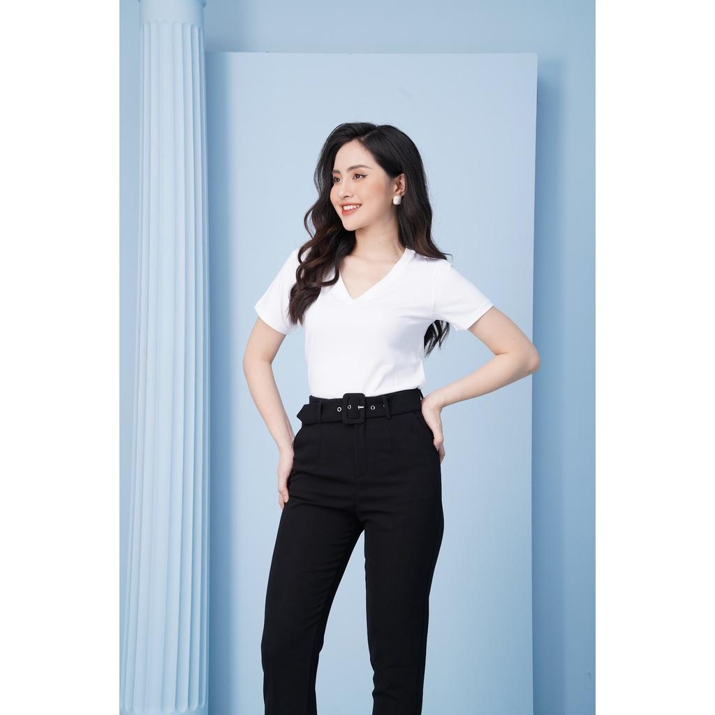 Áo thun cotton nữ Basic Màu đỏ đô, đen, nâu, trắng, hồng, xanh, da Thấm Hút Thoáng Mát, Co Giãn 4 Chiều