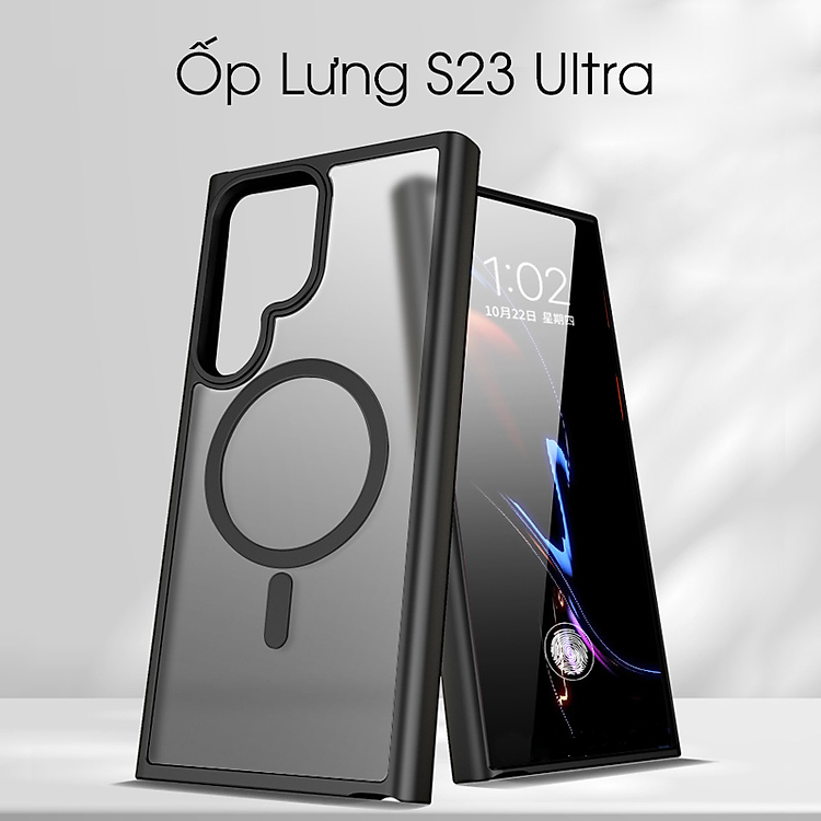 Ốp lưng nhám sạc từ tính cho Samsung Galaxy S23 Ultra hiệu Likgus PC Ultra-thin Frosted Magnetic Case - mặt lưng nhám mờ chống bám bẩn, gờ bảo vệ Camera 0.5mm - Hàng nhập khẩu