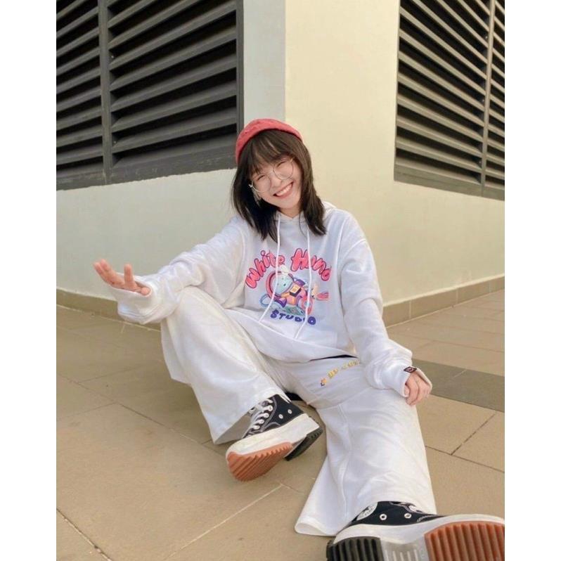 Áo Hoodie Nỉ Bông White Hand Mịn Đẹp Như Ảnh Form Áo Rộng Unisex Nam Nữ thời trang kim gia