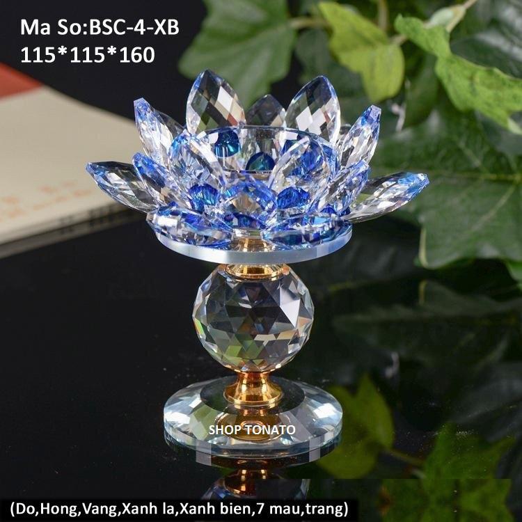 CHUNG ĐÈN CẦY BÔNG SEN PHA LÊ THỦY TINH SỐ 4 NT