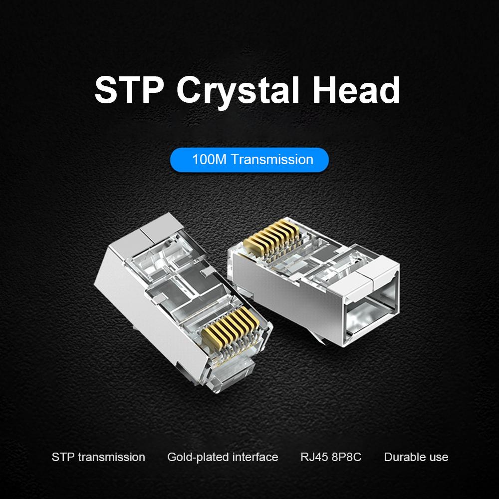 Đầu nối cáp Ethernet pha lê mạ vàng 8P8C CAT5E RJ45 cao cấp chuyên dụng