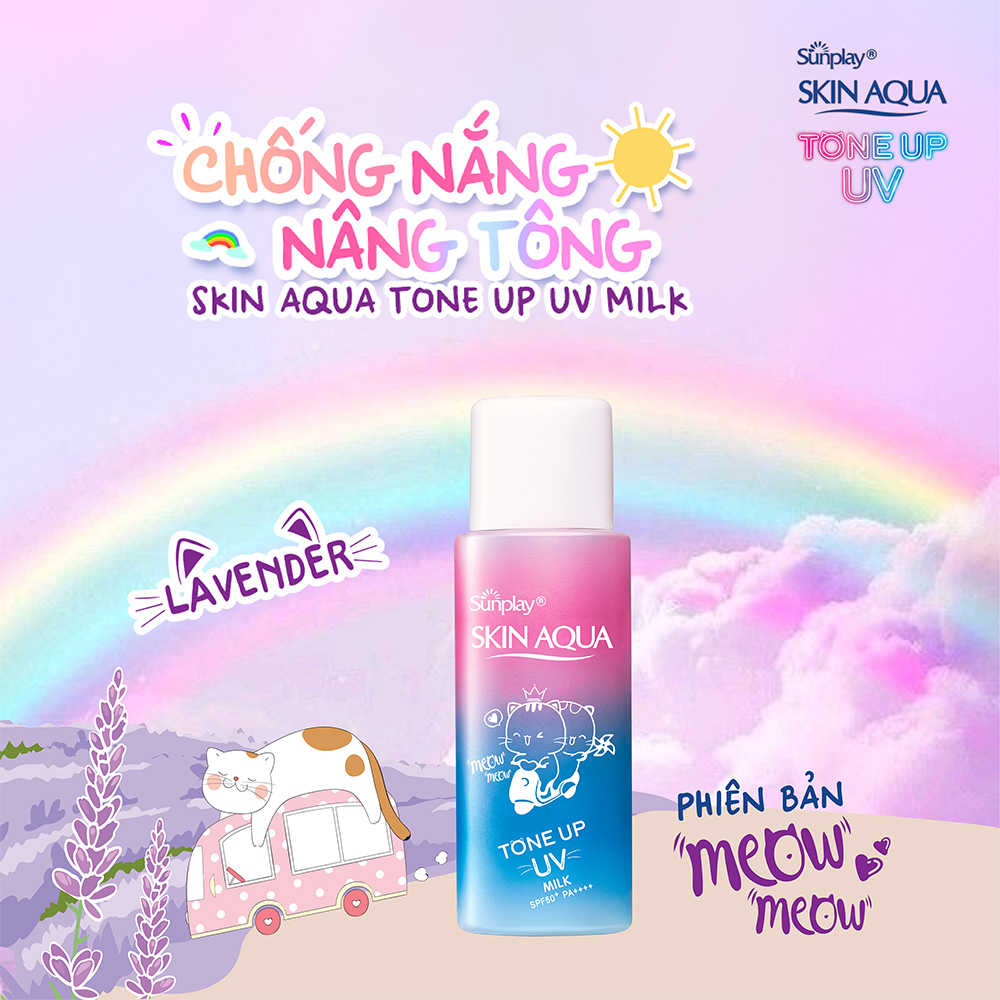 Sữa chống nắng nâng tông dành cho da dầu/hỗn hợp Sunplay Skin Aqua Tone Up UV Milk Lavender SPF50+ PA++++