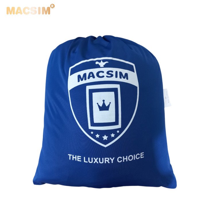 Bạt phủ ô tô sedan cỡ 2XL nhãn hiệu Macsim sử dụng trong nhà chất liệu vải thun - màu xanh phối trắng