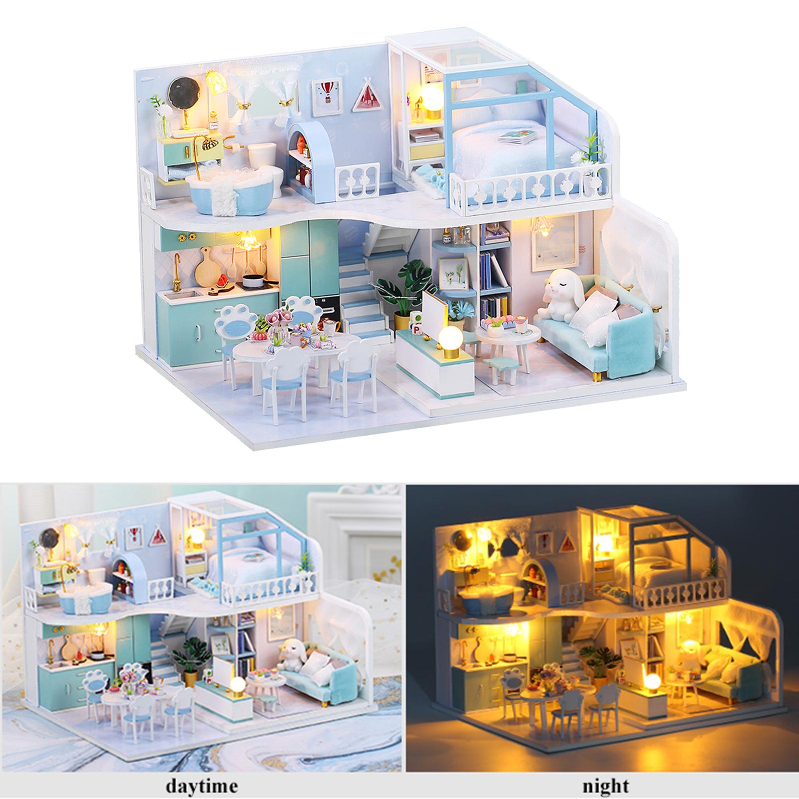 Wood Miniature DollHouse Cabin Furniture Birthday Romantic Gift Present
