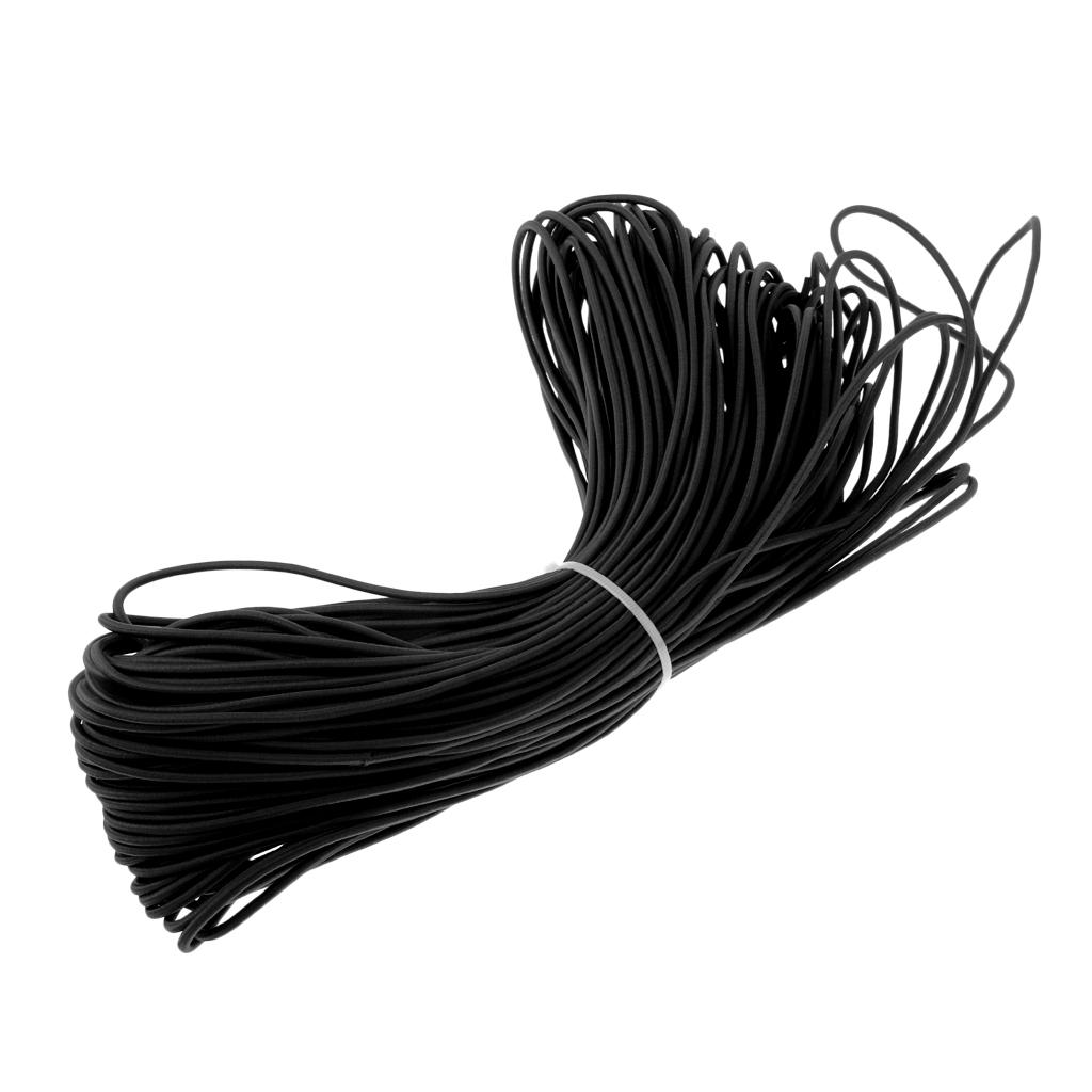 3mm Strong Elastic Round Shock Cord Rope Tie Down Boats Trailers Roof Rack 100m 50m 30m 20m 10m 5m 2m 1m 0.5m - Various Colors - Black, 50m