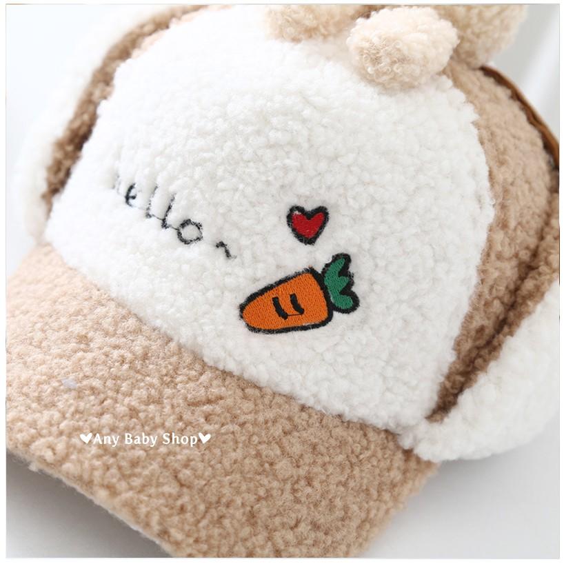 Mũ nón phi công in hình cà rốt và thỏ con cute cho bé trai bé gái có ốp tai nhiều màu dễ thương-hàng có sẵn