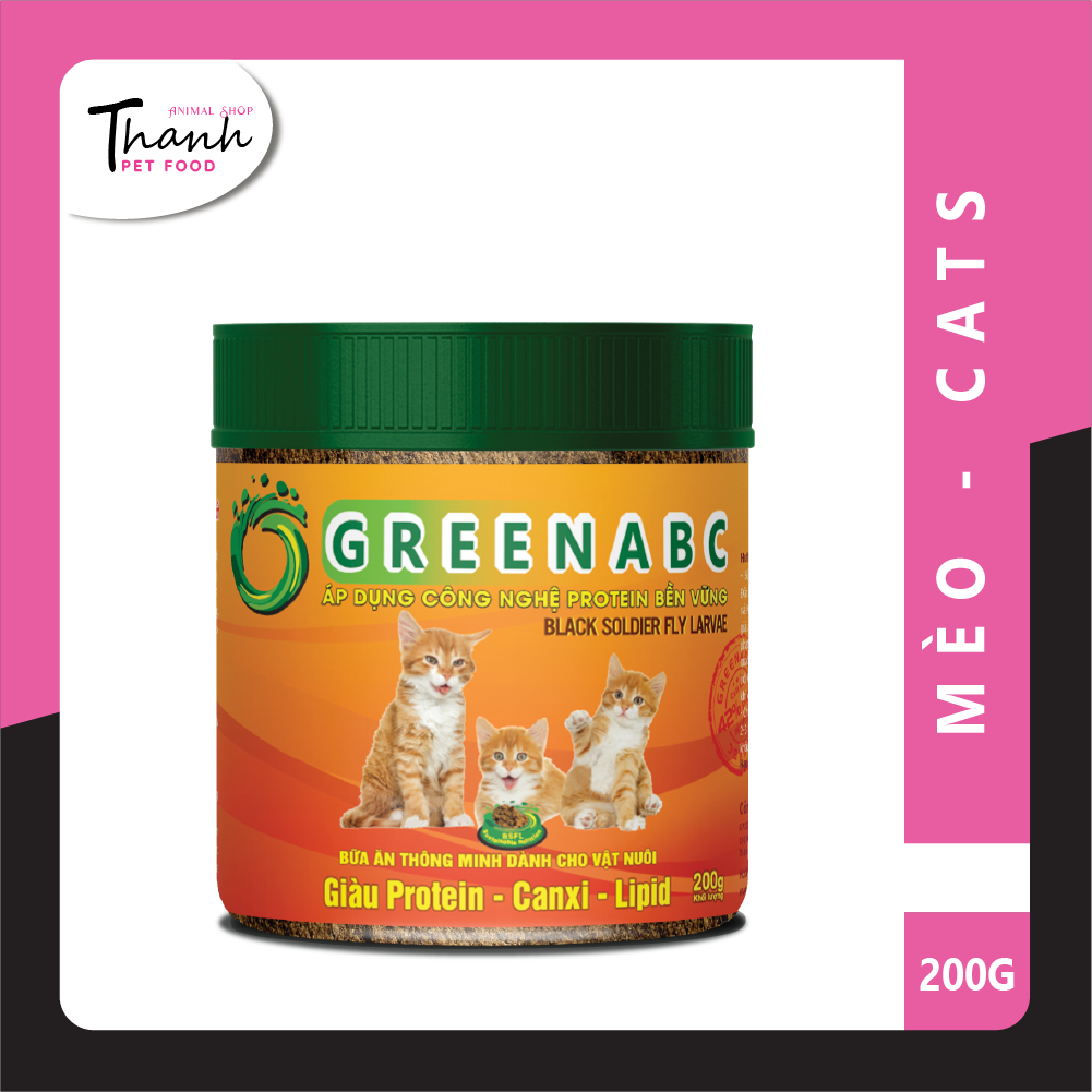 Thức ăn cho Mèo nhãn GREENABC – Hộp 200g – Bột bổ sung đủ dinh dưỡng protein-canxi-lipid giúp tiêu hóa tốt, đề kháng cao