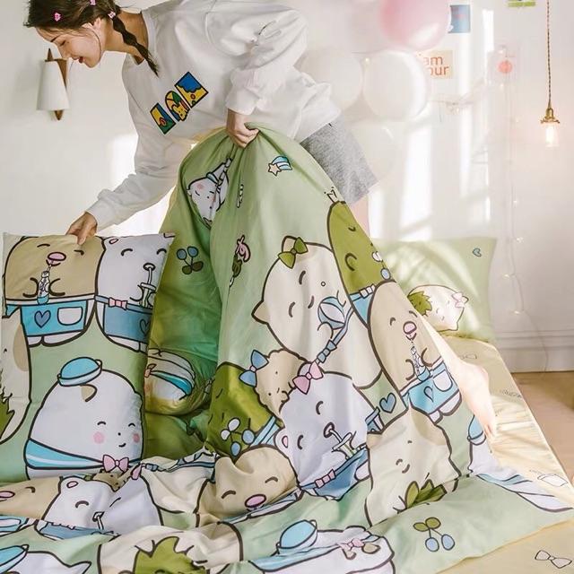 Set Cotton Poly 4 Món Con Mèo Xanh Hàng Nhập Nguyên set