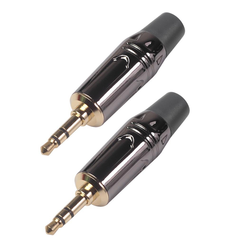 2 Cái 3.5 Mm Stereo Jack Nam Cắm Mạ Tai Nghe Có Âm Thanh Đen