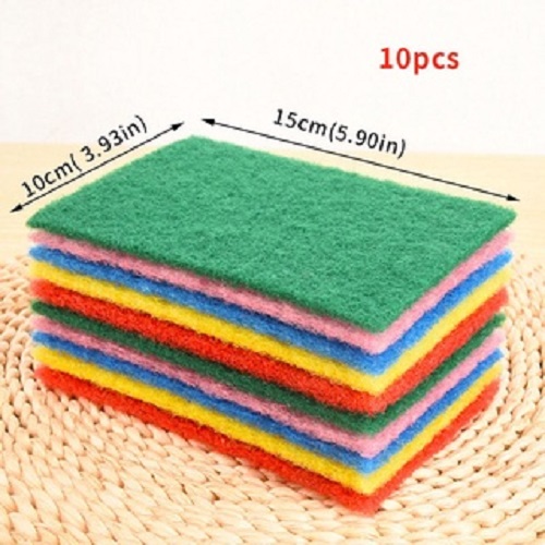 Miếng rửa chén chống xước HADA, gói 10 miếng, Giẻ rửa bát nhiều màu 15x10cm, Mút Lưới Xốp Rửa Chén Tạo Bọt, miếng bọt biển rửa chén