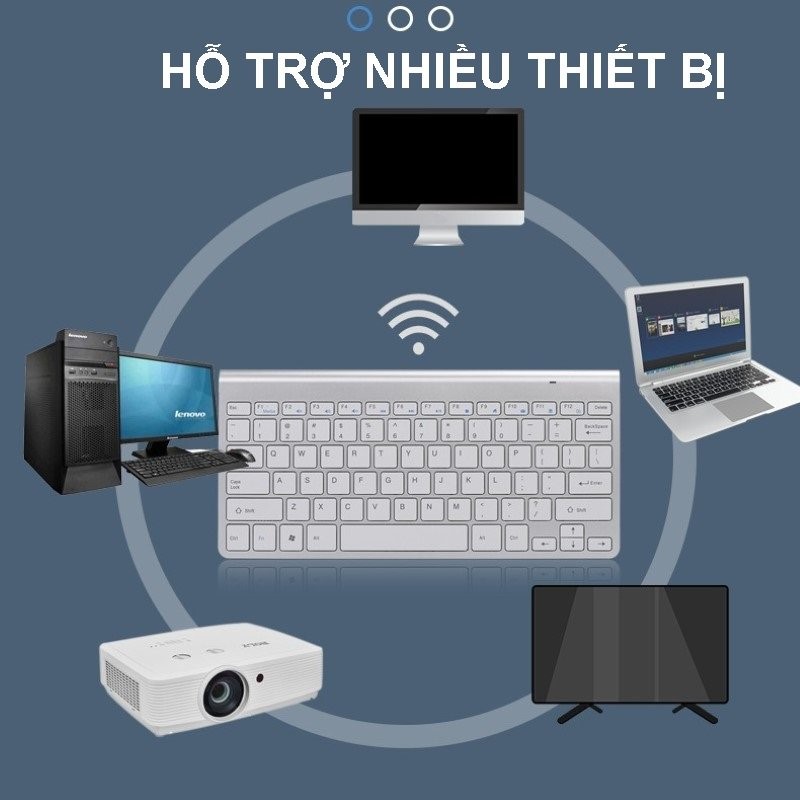 Bàn phím không dây mini W200S - đa kết nối bluetooth 5.0 + 3.0 + Usb wireless 2.4G hàng nhập khẩu