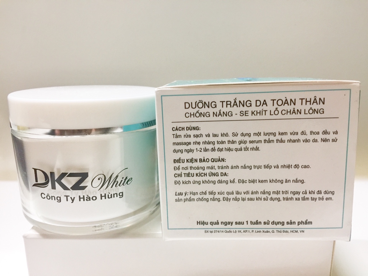 KEM DƯỠNG TRẮNG DA - TOÀN THÂN CHỐNG NẮNG - SE KHÍT LỖ CHÂN LÔNG 120g (DKZ White)