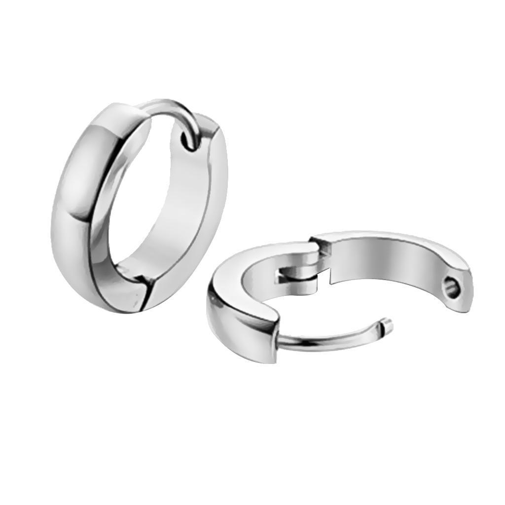 316L Stainless Steel Men Women Hoop Earrings Huggie Ear Clip Piercing Black