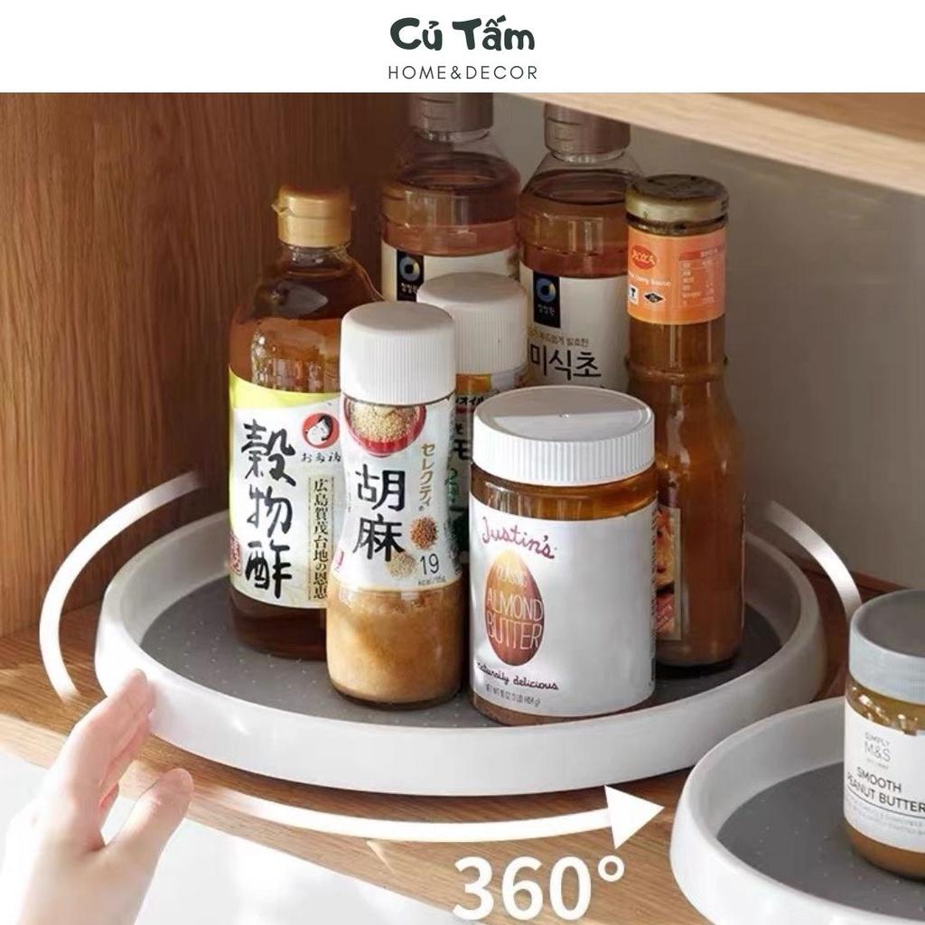 Kệ gia vị để bàn, kệ bếp xoay tròn 360 tiện dụng