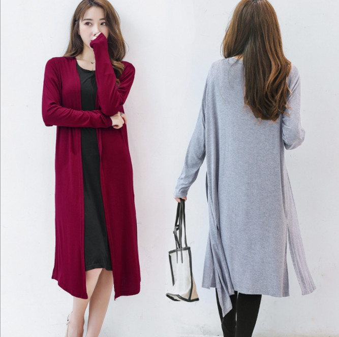 Áo khoác cardigan mỏng nữ dáng dài xẻ tà mẫu mới thu đông DV10