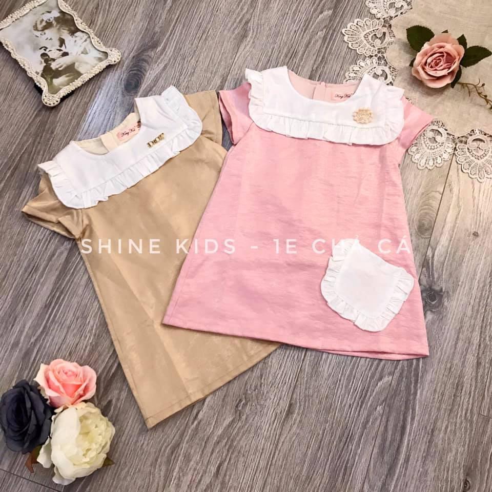 Váy lụa kk túi trắng bé gái size 90-140