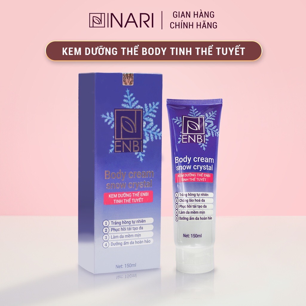 Body Cream kem dưỡng thể enbi tinh thể tuyết trắng da toàn thân Nari bật tone ngay sau 7 ngày sử dụng không bết dính không bờ vân kem cung cấp độ ẩm dưỡng da căng bóng mịn màng khỏe từ sâu bên trong tuýp 120 ml