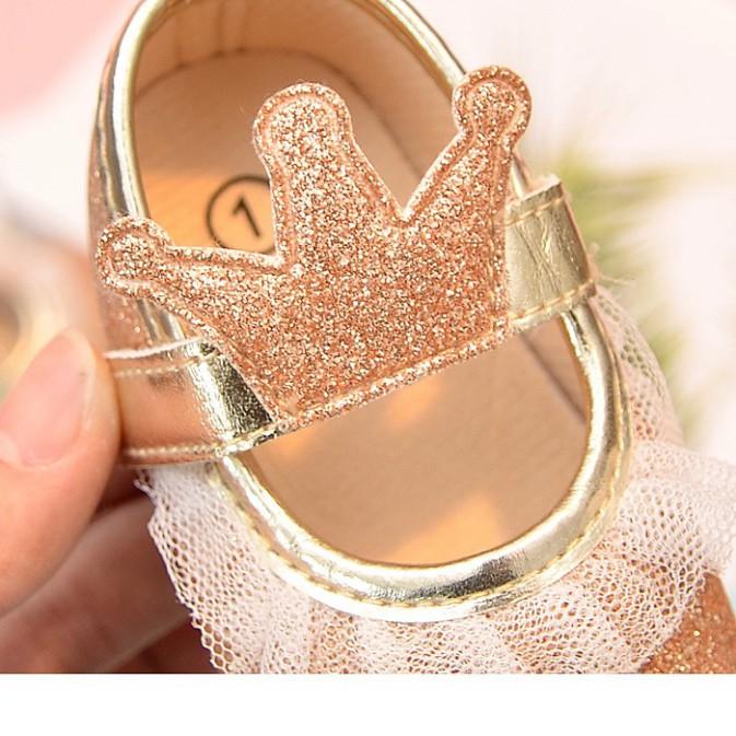 Giày tập đi đế mềm chống trượt phong cách công chúa cho bé gái