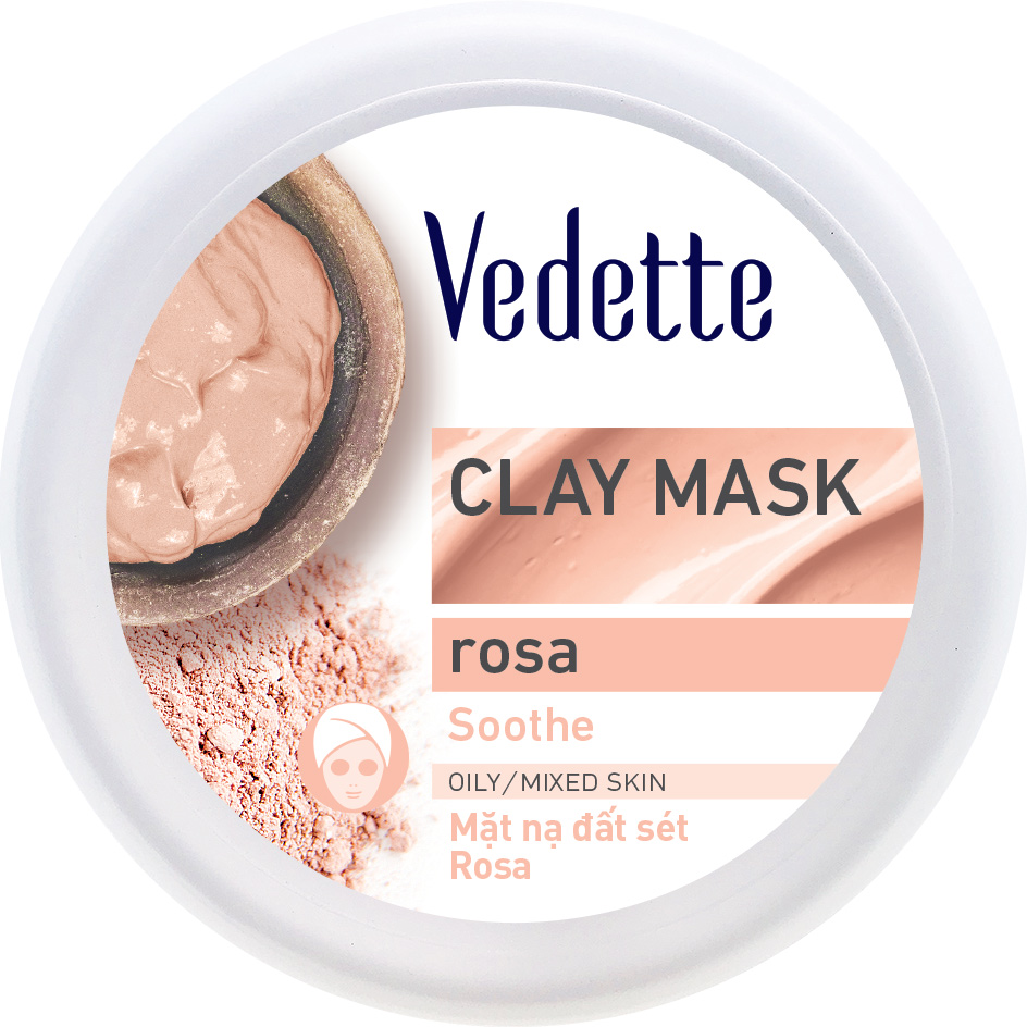 Mặt Nạ Đất Sét Sạch Sâu Dịu Nhẹ Vedette Rosa - Hũ 145g