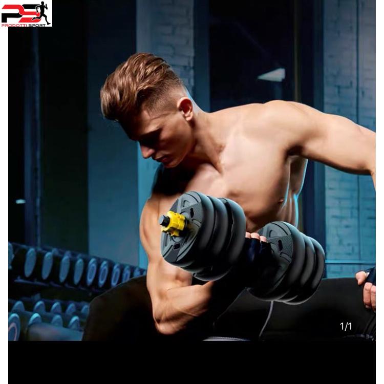 Bộ Tạ tay 40KG 2 in 1 kết hợp tạ đẩy tạ đòn, dụng cụ tập gym đa năng
